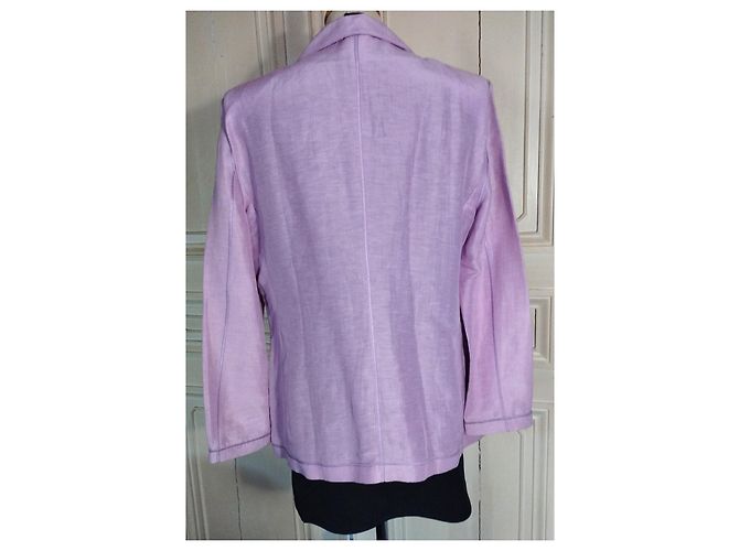 GIORGIO ARMANI CHAQUETA LIGHT CHIC MINIMALIST EMERISED LINO T 48 Púrpura - vista 2