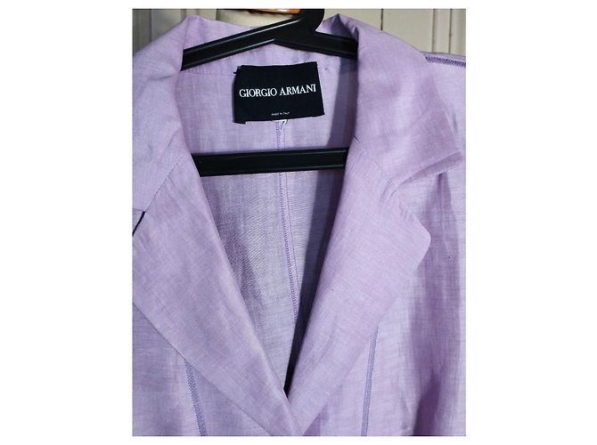 GIORGIO ARMANI CHAQUETA LIGHT CHIC MINIMALIST EMERISED LINO T 48 Púrpura - vista 3
