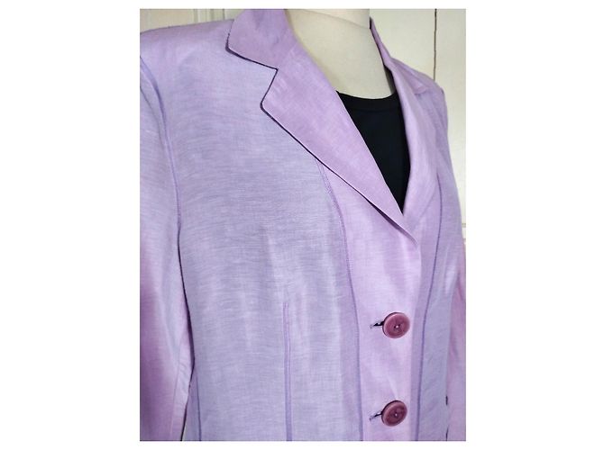 GIORGIO ARMANI CHAQUETA LIGHT CHIC MINIMALIST EMERISED LINO T 48 Púrpura - vista 4