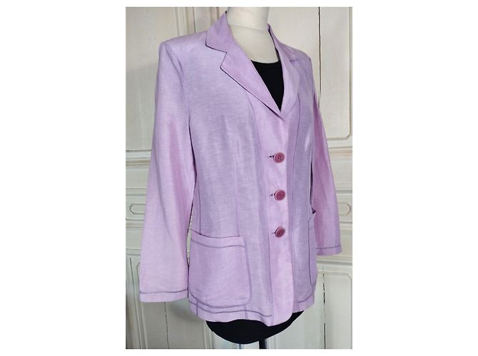 GIORGIO ARMANI CHAQUETA LIGHT CHIC MINIMALIST EMERISED LINO T 48 Púrpura - vista 9