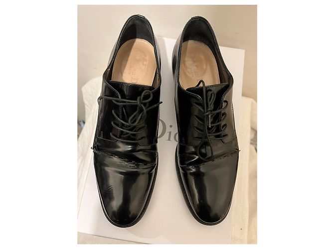 Derbies à lacets vernis Dior Noir - vue 3