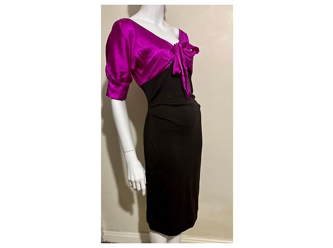 Diane Von Furstenberg DvF Vintage Kitt Kleid Pink Schokolade - Ansicht 2