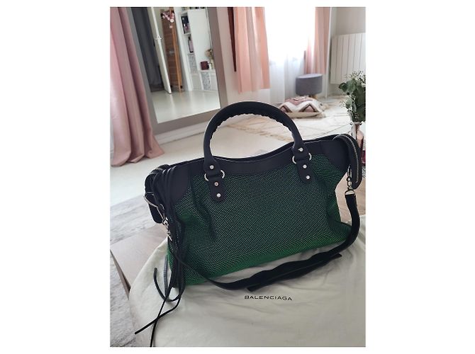 City Bolsa Balenciaga Verde e Amarela - vista 13