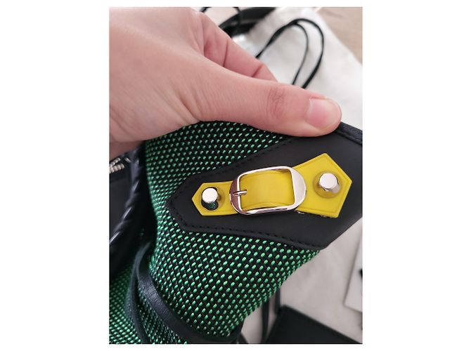 City Bolsa Balenciaga Verde e Amarela - vista 5