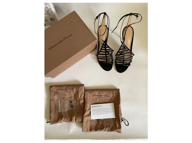 Sandali con lacci Gianvito Rossi in pelle nera 39 Nero - vista 2