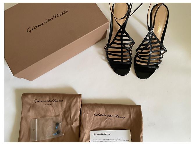 Sandali con lacci Gianvito Rossi in pelle nera 39 Nero - vista 6
