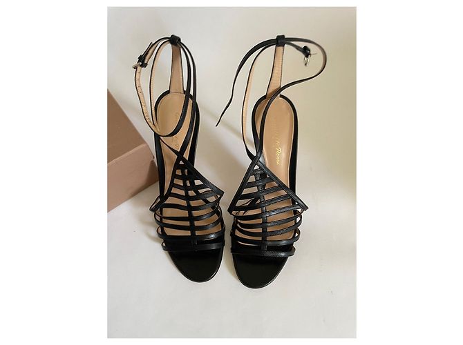 Sandali con lacci Gianvito Rossi in pelle nera 39 Nero - vista 7