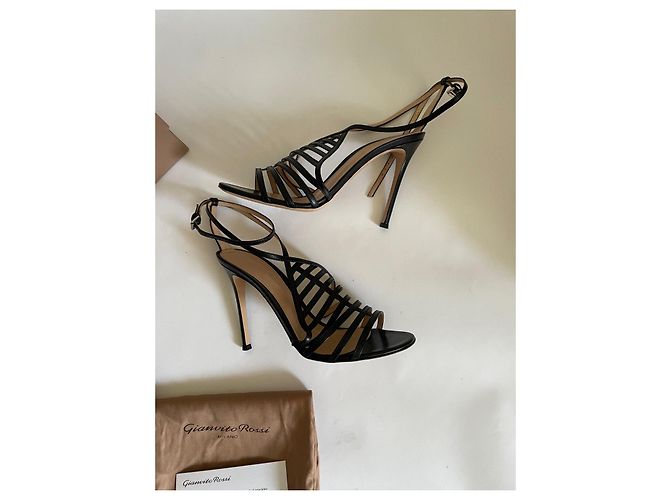 Sandali con lacci Gianvito Rossi in pelle nera 39 Nero - vista 8