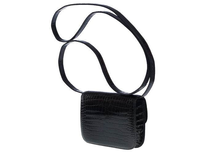 Pochette Hermès Micro Constance in coccodrillo porosus nero - vista 5