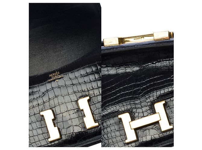 Pochette Hermès Micro Constance in coccodrillo porosus nero - vista 6
