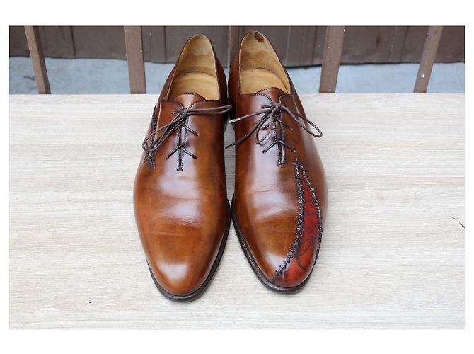 CHAUSSURE BERLUTI RAPIECE RIPRESA EN CUIR SCRITTA 10 / 44 SUPER CONDIZIONI SCARPE DA UOMO Multicolore - vista 7