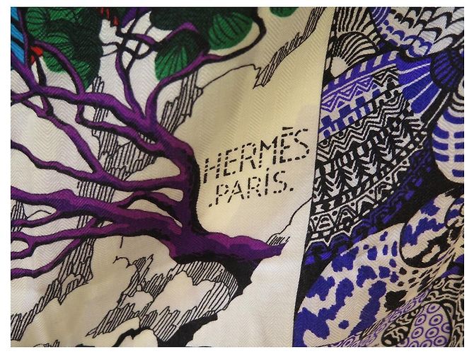 Aline Hermès NEW HERMES SCIALLE NAP IN PARADISE CASHMERE E SETA + SCATOLA SCIALLE SCIALLE Multicolore - vista 4