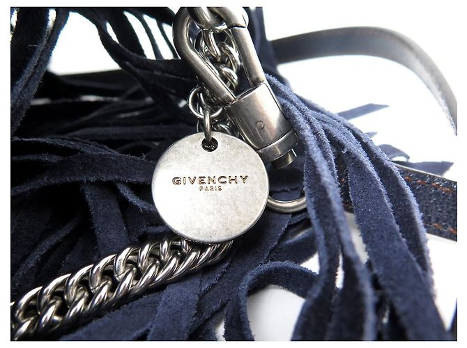 NUOVA BORSA GIVENCHY PICCOLA CON FRANGE GV3 BORSA A MANO A SPALLA IN CAMOSCIO BLU Blu navy - vista 10