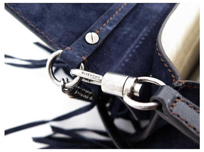 NUOVA BORSA GIVENCHY PICCOLA CON FRANGE GV3 BORSA A MANO A SPALLA IN CAMOSCIO BLU Blu navy - vista 12