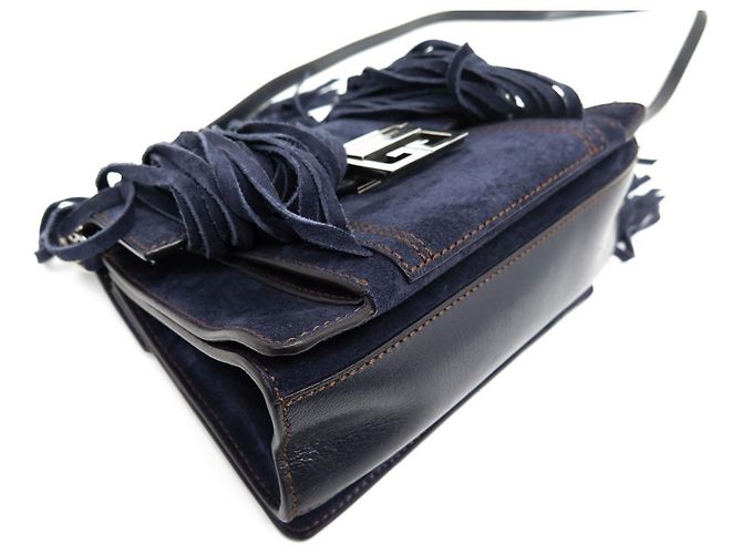 NUOVA BORSA GIVENCHY PICCOLA CON FRANGE GV3 BORSA A MANO A SPALLA IN CAMOSCIO BLU Blu navy - vista 4