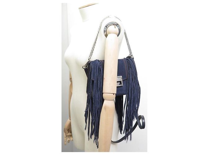 NUOVA BORSA GIVENCHY PICCOLA CON FRANGE GV3 BORSA A MANO A SPALLA IN CAMOSCIO BLU Blu navy - vista 6