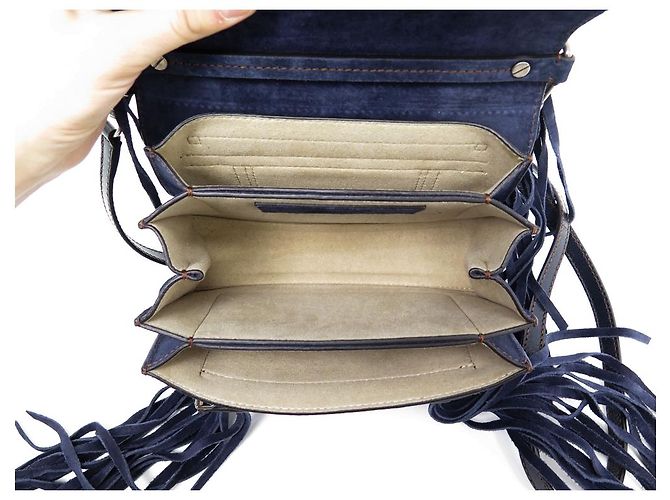 NUOVA BORSA GIVENCHY PICCOLA CON FRANGE GV3 BORSA A MANO A SPALLA IN CAMOSCIO BLU Blu navy - vista 7