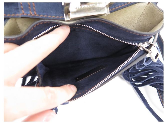 NUOVA BORSA GIVENCHY PICCOLA CON FRANGE GV3 BORSA A MANO A SPALLA IN CAMOSCIO BLU Blu navy - vista 8