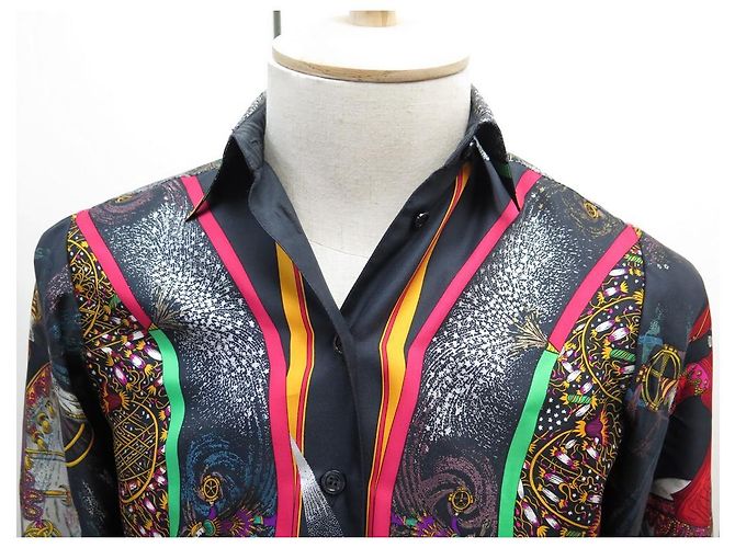 Hermès CAMICIA CAMICIA FUOCHI D'ARTIFICIO HERMES SCIARPA 38 M CAMICIA IN SETA MULTICOLORE - vista 2