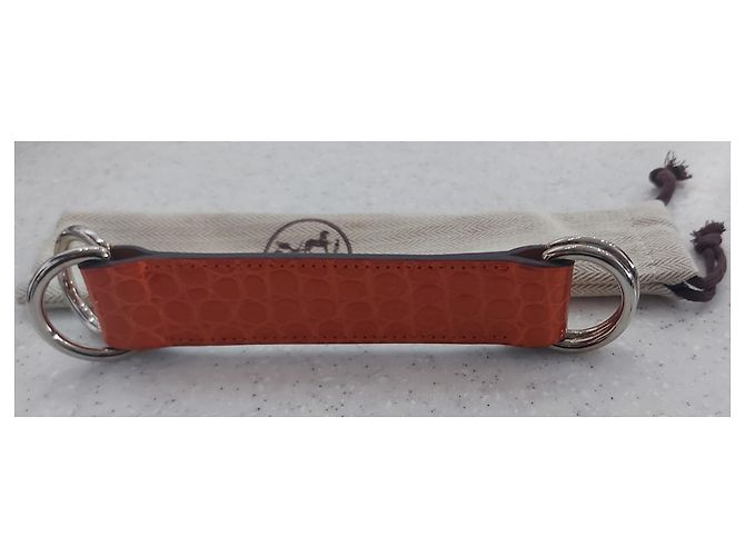 Hermès Hermes Krokoleder Schal Gürtel orange - Ansicht 5