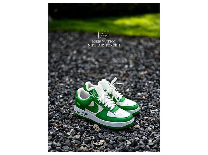 Baskets Louis Vuitton Nike Air Force 1 Low Vert Cuir - vue 10