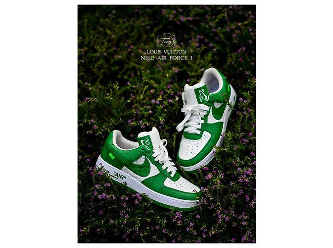 Baskets Louis Vuitton Nike Air Force 1 Low Vert Cuir - vue 11