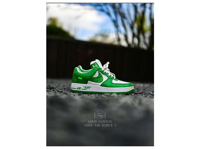Baskets Louis Vuitton Nike Air Force 1 Low Vert Cuir - vue 12