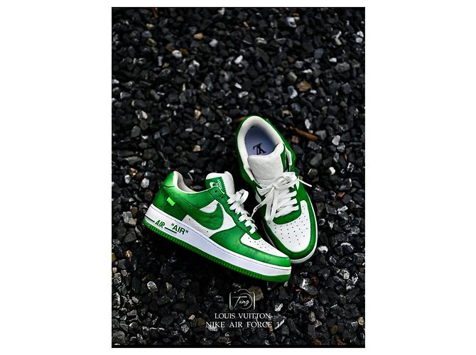 Baskets Louis Vuitton Nike Air Force 1 Low Vert Cuir - vue 8