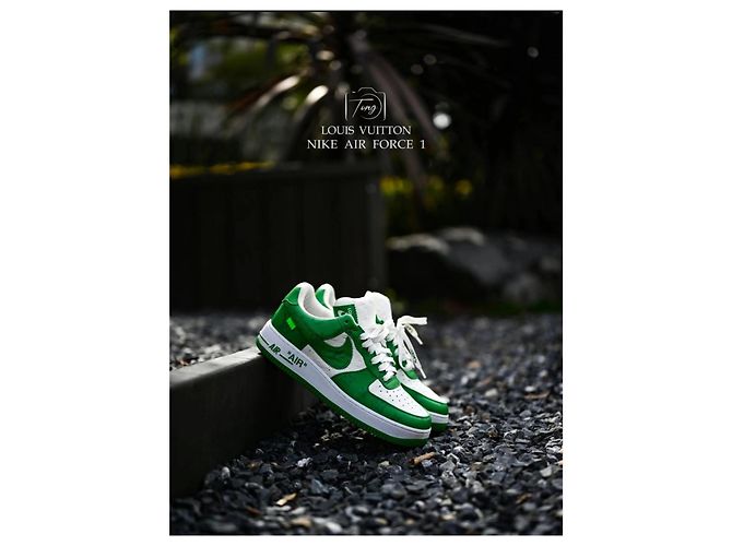Baskets Louis Vuitton Nike Air Force 1 Low Vert Cuir - vue 9