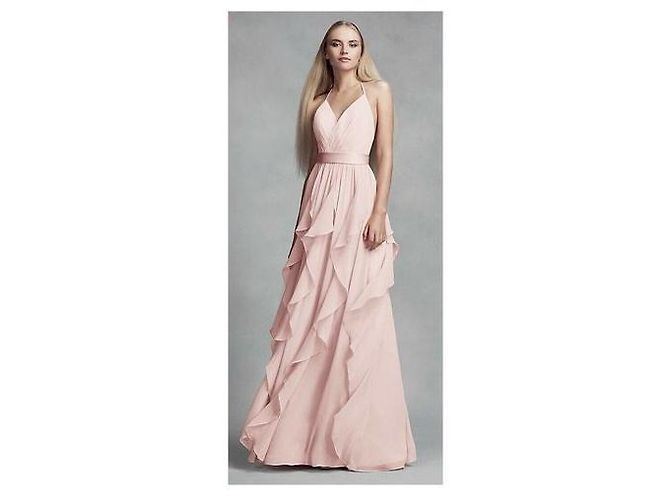 Vera Wang Errötendes, gekräuseltes Abendkleid Pink - Ansicht 8