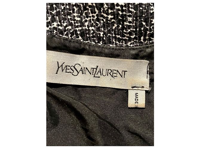 Yves Saint Laurent Vestido de seda bouclé en blanco y negro de YSL - vista 3