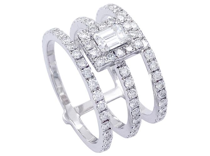 Bague Edouard Nahum, "Trilogie Emeraude", diamants, or blanc. - vue 4