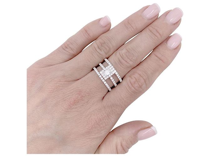 Bague Edouard Nahum, "Trilogie Emeraude", diamants, or blanc. - vue 5