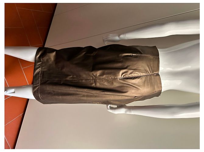 Pier Antonio Gaspari Bronze vegan leather skirt - view 8