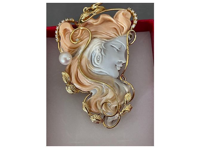 Autre Marque Collana con Ciondolo Cammeo Biton in Oro Giallo e Vermeil Gold hardware - vista 5