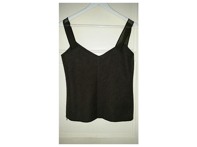 Top Prada de Lana Khaki con Borde de Perlas Caqui - vista 2