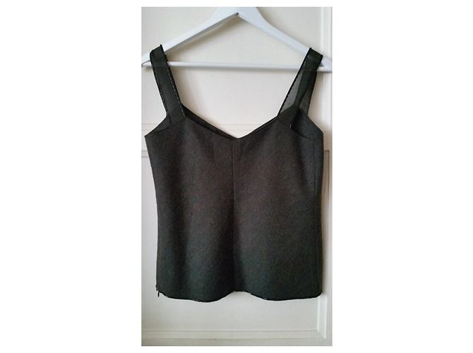 Top Prada de Lana Khaki con Borde de Perlas Caqui - vista 8