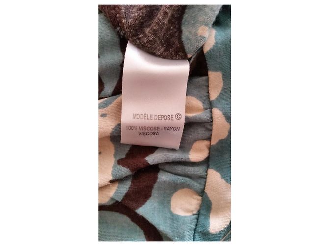 Túnica Kenzo em viscose verde chocolate e creme - vista 5