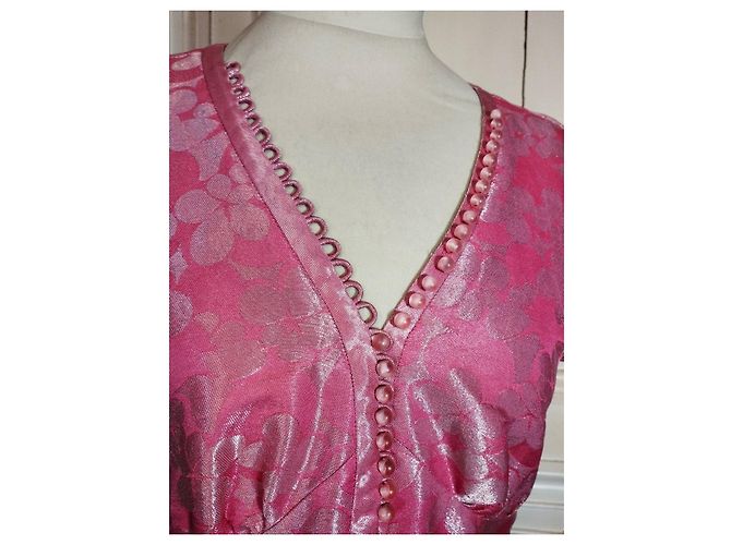 MARC JACOBS BROSCHIERTES SEIDENKLEID 23 BRANDEBURGER PERLEN T38/40 Pink - Ansicht 13
