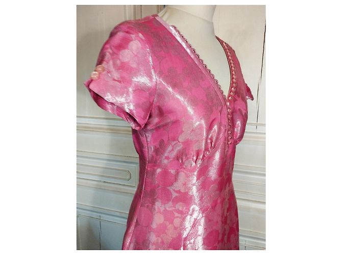 MARC JACOBS BROSCHIERTES SEIDENKLEID 23 BRANDEBURGER PERLEN T38/40 Pink - Ansicht 14