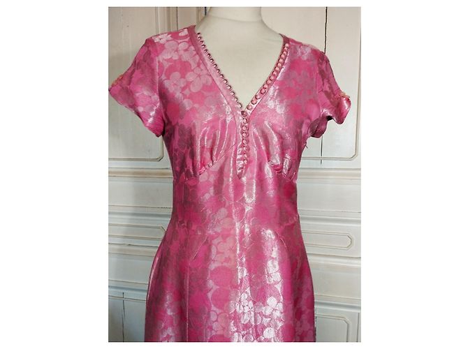 MARC JACOBS BROSCHIERTES SEIDENKLEID 23 BRANDEBURGER PERLEN T38/40 Pink - Ansicht 17