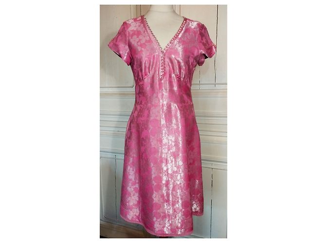 MARC JACOBS BROSCHIERTES SEIDENKLEID 23 BRANDEBURGER PERLEN T38/40 Pink - Ansicht 18