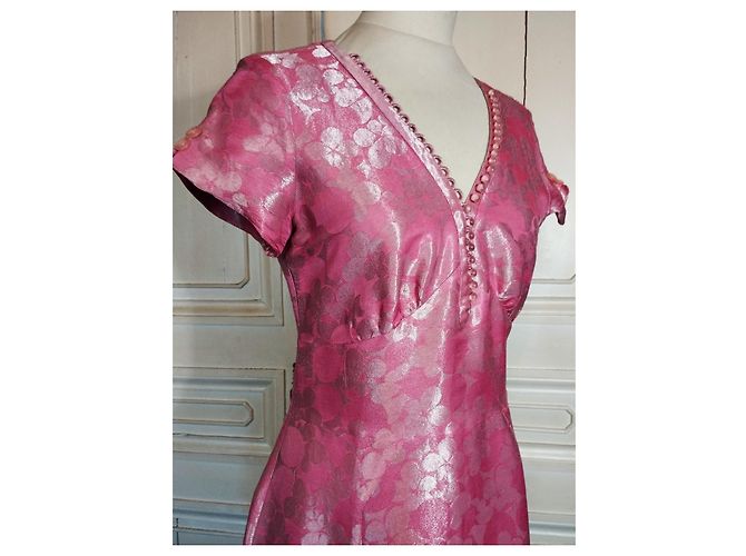 MARC JACOBS BROSCHIERTES SEIDENKLEID 23 BRANDEBURGER PERLEN T38/40 Pink - Ansicht 2