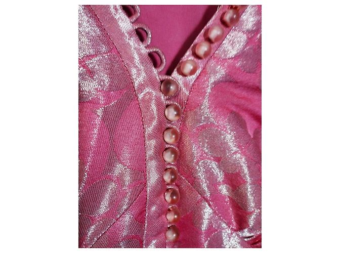 MARC JACOBS BROSCHIERTES SEIDENKLEID 23 BRANDEBURGER PERLEN T38/40 Pink - Ansicht 6