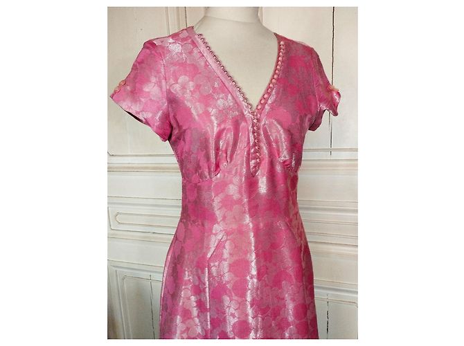 MARC JACOBS BROSCHIERTES SEIDENKLEID 23 BRANDEBURGER PERLEN T38/40 Pink - Ansicht 8