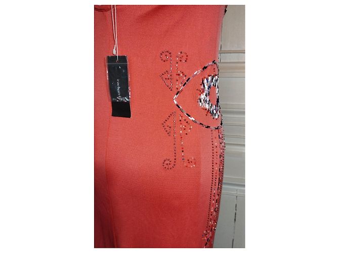 CACHAREL KLEID RÜCKEN SCHIEBENDE SCHNÜRUNG PERLEN CABOCHONS KLEID S 38 Pink Angeln - Ansicht 10