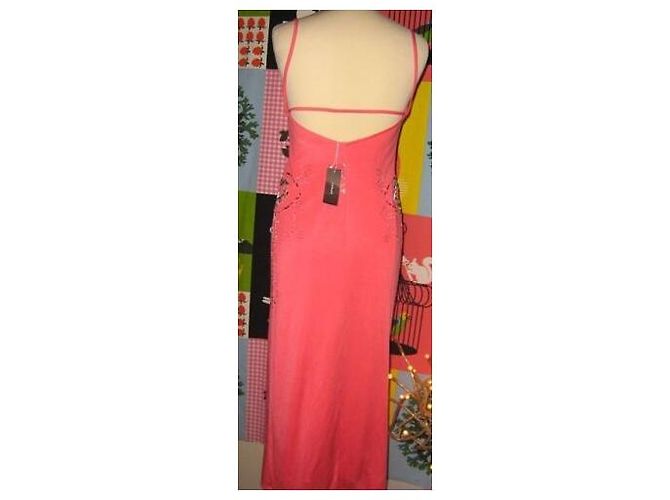 CACHAREL KLEID RÜCKEN SCHIEBENDE SCHNÜRUNG PERLEN CABOCHONS KLEID S 38 Pink Angeln - Ansicht 15