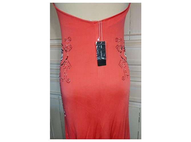 CACHAREL KLEID RÜCKEN SCHIEBENDE SCHNÜRUNG PERLEN CABOCHONS KLEID S 38 Pink Angeln - Ansicht 6
