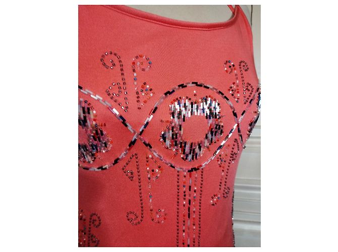 CACHAREL KLEID RÜCKEN SCHIEBENDE SCHNÜRUNG PERLEN CABOCHONS KLEID S 38 Pink Angeln - Ansicht 9