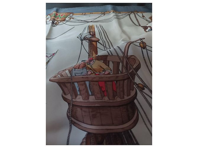 Sciarpa Hermès Caravel in seta blu - vista 4